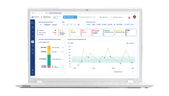 Ordinateur portable avec le site web GlucoContro ouvert